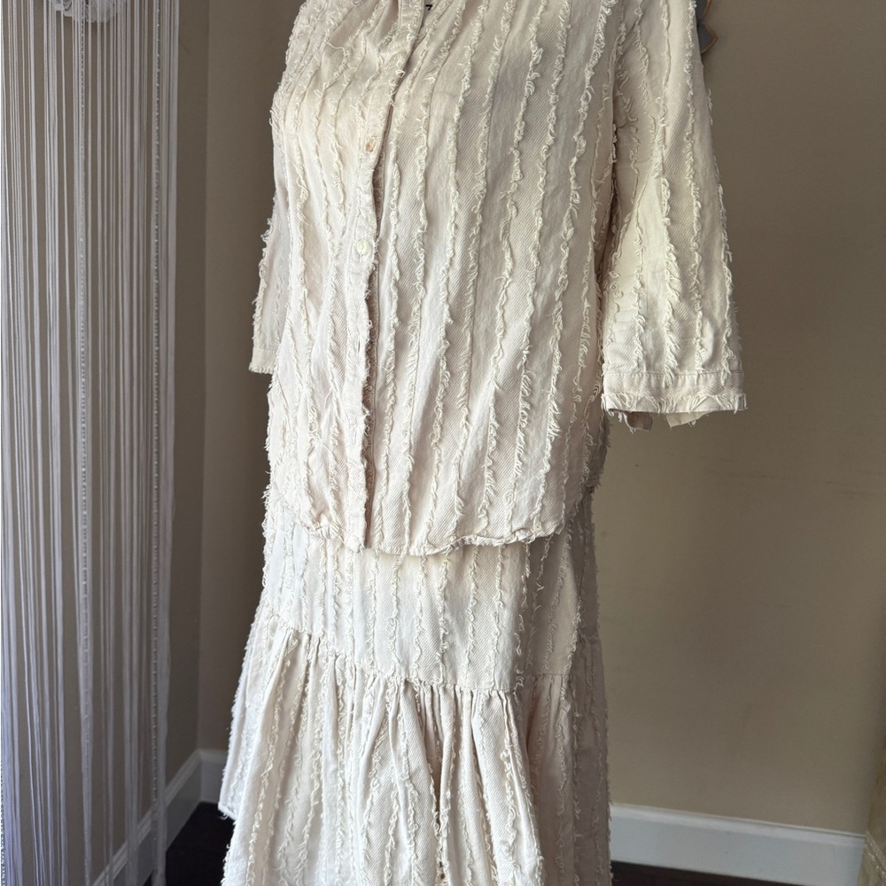Cream Shirt and Skirt set